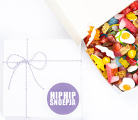 Snoep zoet Haribo Snoepdoos hip hip snoepja van Snoepjeblij voor verjaardag en feesten